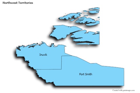 Northwest Territories için Örnek Haritalar (mavi,gölgeli)