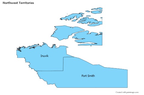 Northwest Territories için Örnek Haritalar (mavi)