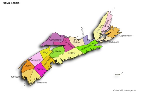 Sample Maps for Nova Scotia (colored,shadowy)