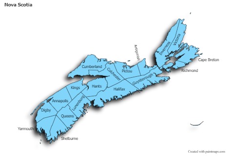 Sample Maps for Nova Scotia (blue,shadowy)
