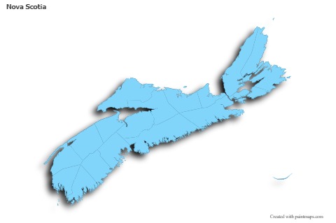 Sample Maps for Nova Scotia (blue,outline,shadowy)