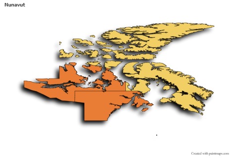 Nunavut için Örnek Haritalar (renkli,gölgeli)