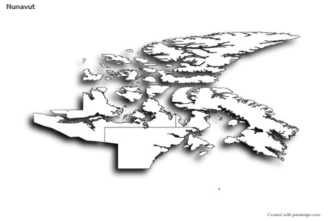 Nunavut için Örnek Haritalar (siyah-beyaz,gölgeli)
