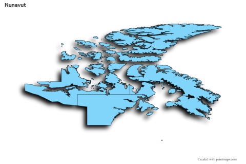Nunavut için Örnek Haritalar (mavi,gölgeli)