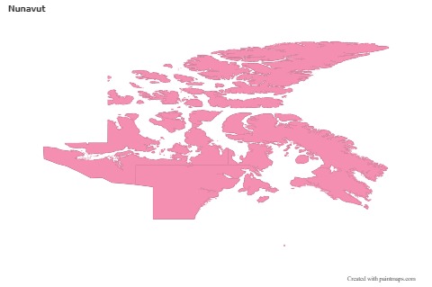 Nunavut için Örnek Haritalar (pembe,anahat)