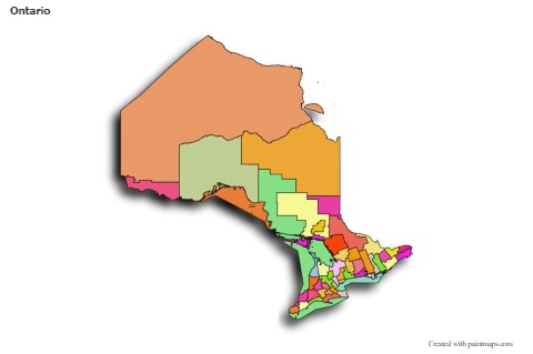 Mapas de muestra para Ontario (coloreado,sombrío)