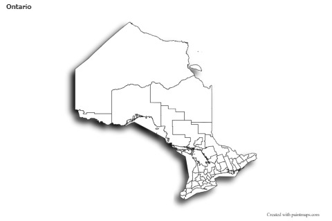 Mapas de muestra para Ontario (blanco-negro,sombrío)