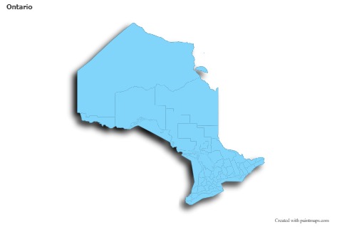 Mapas de muestra para Ontario (azul,contorno,sombrío)