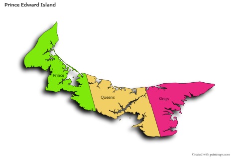 Prince Edward Island için Örnek Haritalar (renkli,gölgeli)