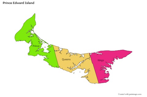 Prince Edward Island için Örnek Haritalar (renkli)