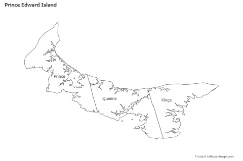 Prince Edward Island için Örnek Haritalar (siyah-beyaz)