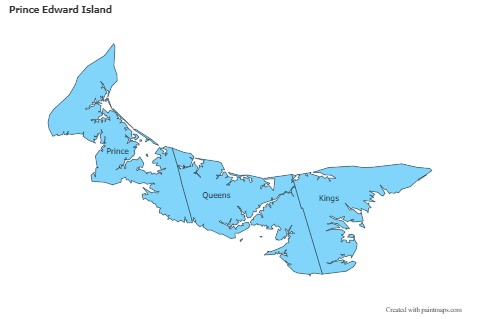 Prince Edward Island için Örnek Haritalar (mavi)