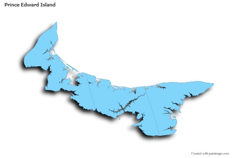 Prince Edward Island için Örnek Haritalar (mavi,anahat,gölgeli)