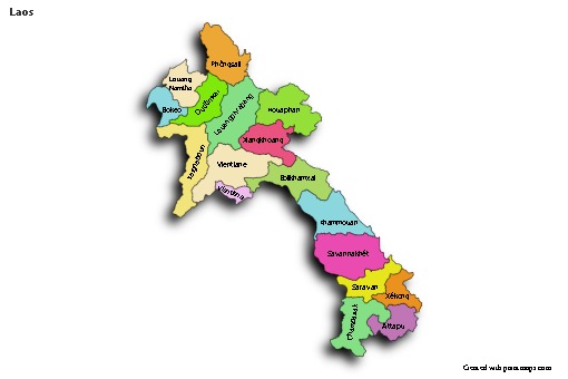 Sample Maps for Laos (colored,shadowy)