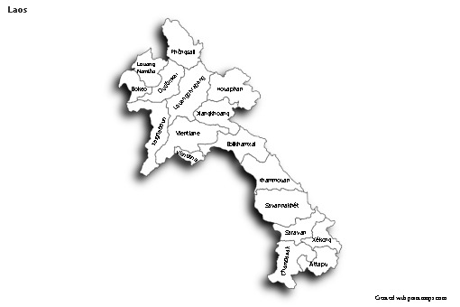 Sample Maps for Laos (black-white,shadowy)