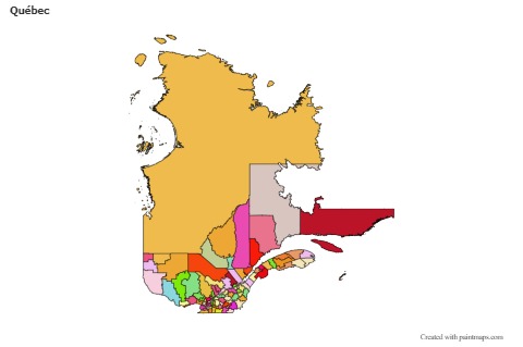 Mapas de muestra para Québec (coloreado)