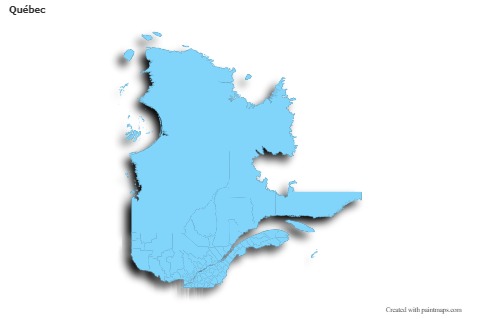 Mapas de muestra para Québec (azul,contorno,sombrío)