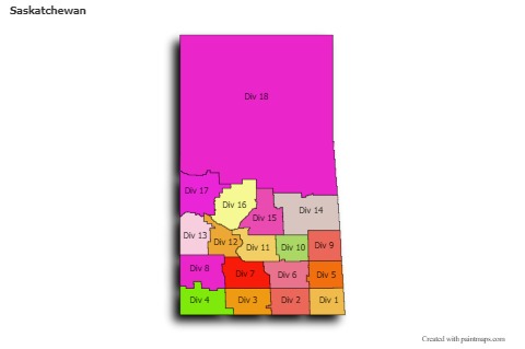 Saskatchewan için Örnek Haritalar (renkli,gölgeli)