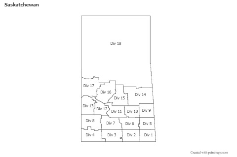 Saskatchewan için Örnek Haritalar (siyah-beyaz)