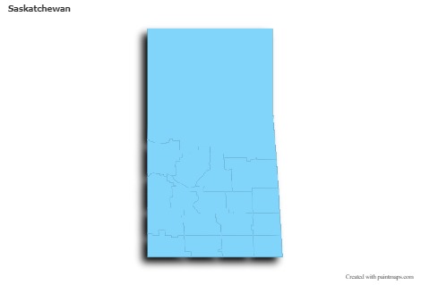 Saskatchewan için Örnek Haritalar (mavi,anahat,gölgeli)