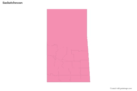 Saskatchewan için Örnek Haritalar (pembe,anahat)