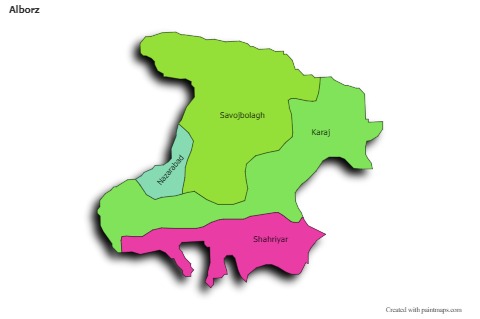 Sample Maps for Alborz (colored,shadowy)