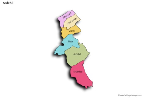 Contoh Peta untuk Ardebil (berwarna,bayangan)