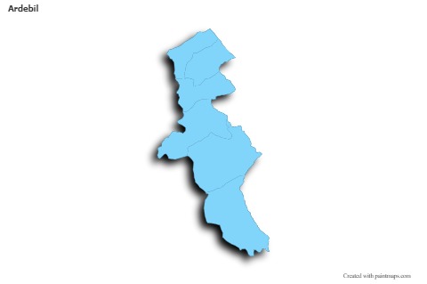 Contoh Peta untuk Ardebil (biru,garis luar,bayangan)