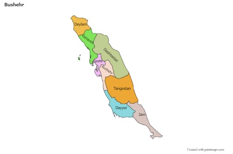 Bushehr için Örnek Haritalar (renkli)