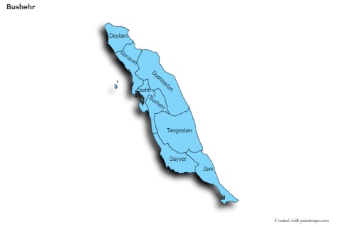 Bushehr için Örnek Haritalar (mavi,gölgeli)