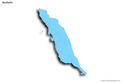 Bushehr için Örnek Haritalar (mavi,anahat,gölgeli)