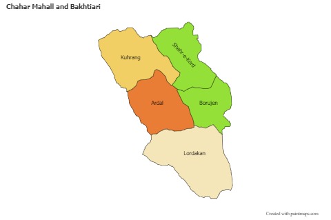 Contoh Peta untuk Chahar Mahall and Bakhtiari (berwarna)