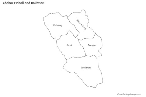Contoh Peta untuk Chahar Mahall and Bakhtiari (hitam-putih)