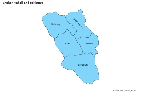 Contoh Peta untuk Chahar Mahall and Bakhtiari (biru)