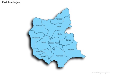 Sample Maps for East Azarbaijan (blue,shadowy)