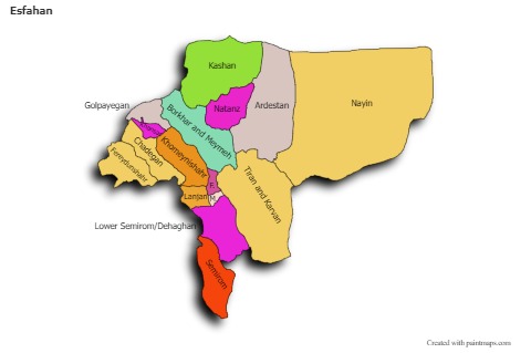 Contoh Peta untuk Esfahan (berwarna,bayangan)