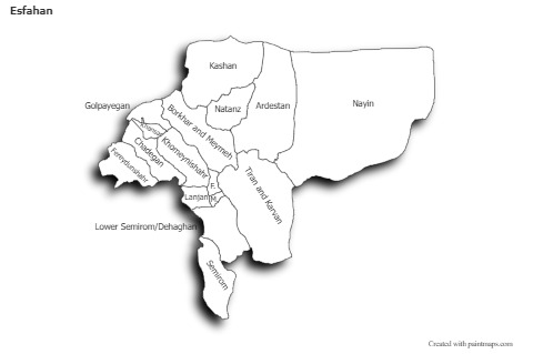 Contoh Peta untuk Esfahan (hitam-putih,bayangan)