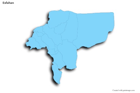 Contoh Peta untuk Esfahan (biru,garis luar,bayangan)