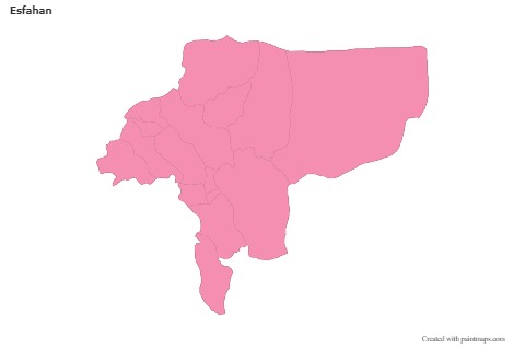 Contoh Peta untuk Esfahan (merah jambu,garis besar)