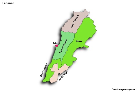 Sample Maps for Lebanon (colored,shadowy)