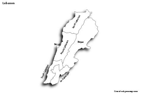Sample Maps for Lebanon (black-white,shadowy)