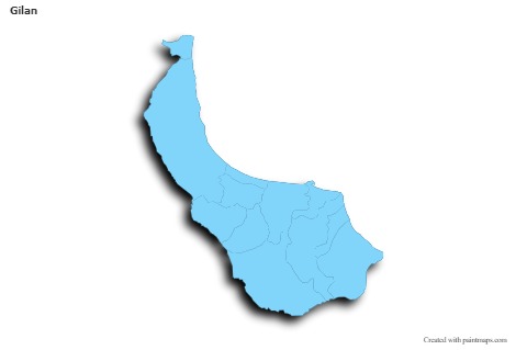 Contoh Peta untuk Gilan (biru,garis luar,bayangan)