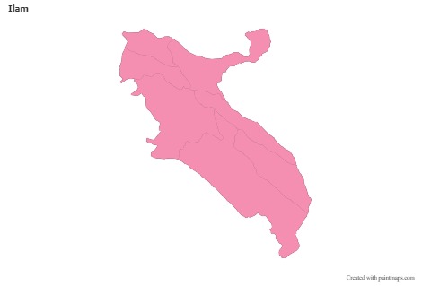 Contoh Peta untuk Ilam (merah jambu,garis besar)