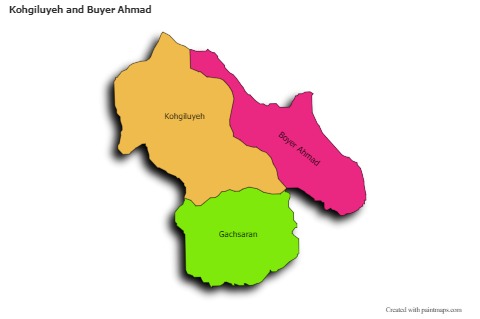 Sample Maps for Kohgiluyeh and Buyer Ahmad (colored,shadowy)