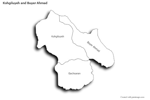 Sample Maps for Kohgiluyeh and Buyer Ahmad (black-white,shadowy)