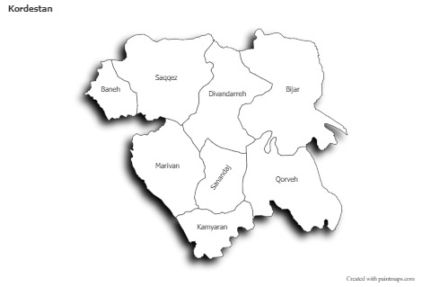 Sample Maps for Kordestan (black-white,shadowy)