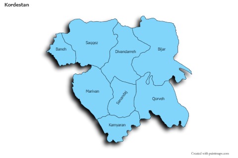 Sample Maps for Kordestan (blue,shadowy)