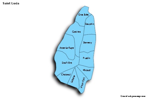 Sample Maps for Saint Lucia (blue,shadowy)