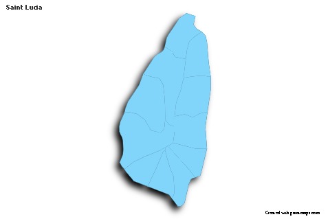 Sample Maps for Saint Lucia (blue,outline,shadowy)
