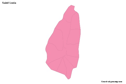 Sample Maps for Saint Lucia (pink,outline)